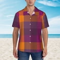 thumbnail image 4 of Lsque Purple Yellow Buffalo Plaid pattern Hawaiian Shirt for Men, Unisex Summer Beach Casual Short Sleeve Button Down Shirts-3X-Large, 4 of 9