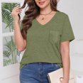thumbnail image 4 of Otvok Fashion Womens Casual Short Sleeve Solid Pocket Tops Ladies V-Neck Blouse, 4 of 6
