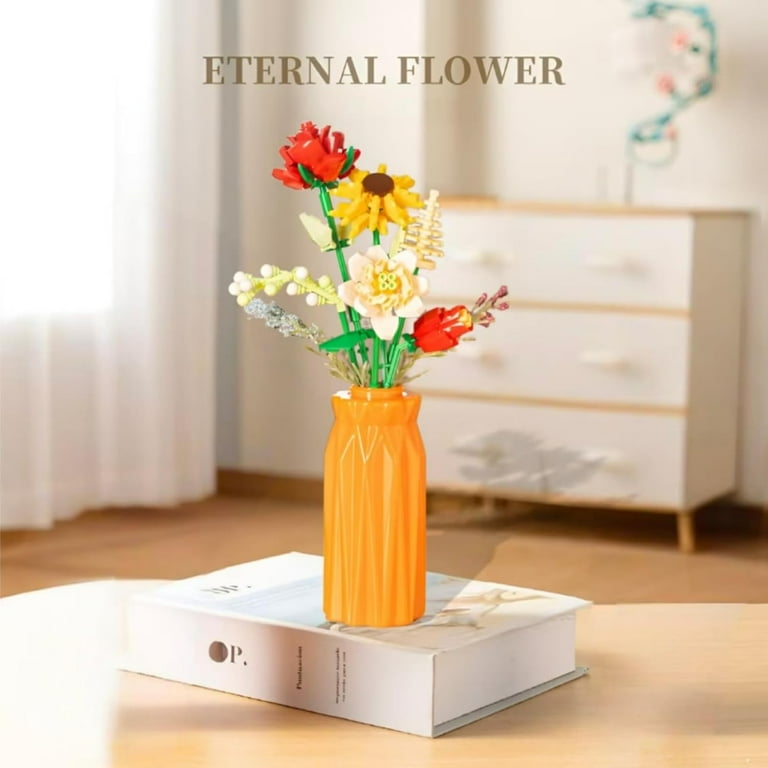 GZBrick Flowers Bouquet Botanical Building Set with Vase for