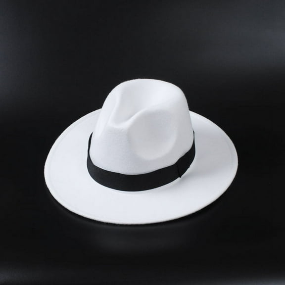 Wide Brim Fedora Hats for Women & Men Classic Dress Panama Hat Adjustable Felt Hat with Band