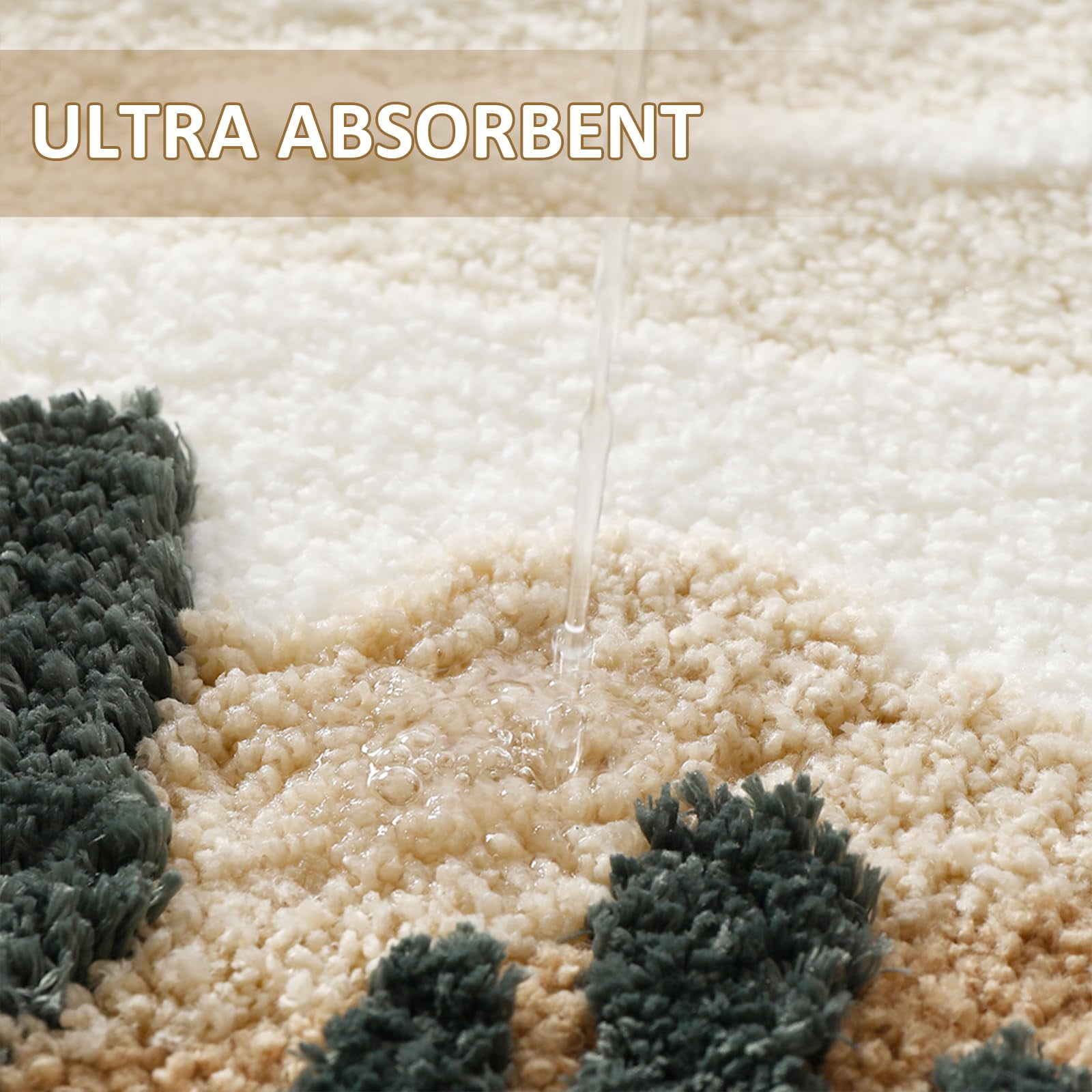 U-Shaped Non-Slip Toilet Mat for Bathroom, 22x20 Inch Desert Cactus Design Bath Rug with Soft Absorbent Microfiber, Machine Washable Beige Brown Floor Mat for Toilet Base