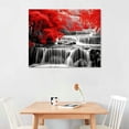 thumbnail image 2 of Nawypu Black and White Decor Waterfall Wall Art Red Forest Scenery Painting Canvas Prints Landscape Wall Pictures for Bedroom Living Room Modern Framed Home Decorations, 2 of 4