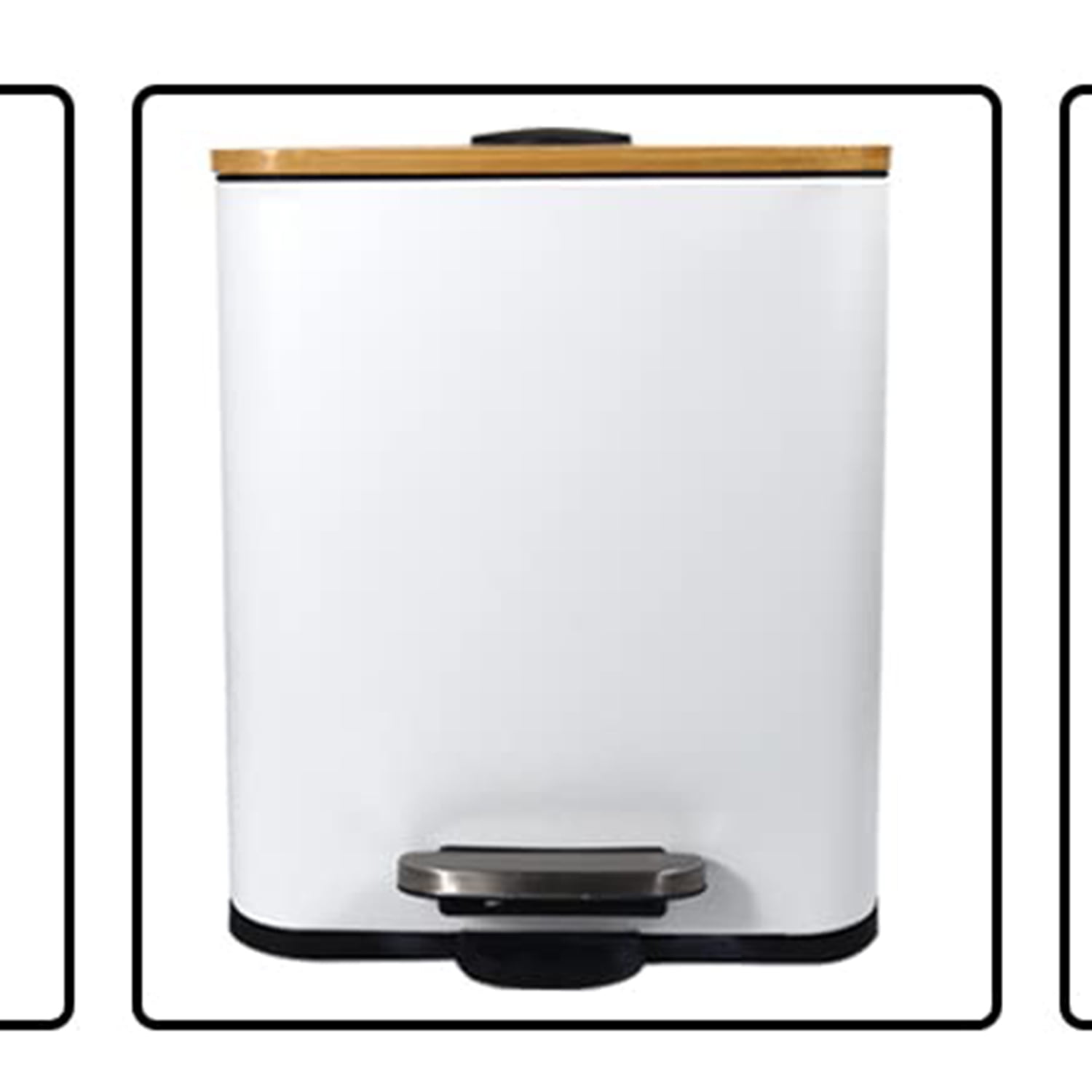 Small Trash Can with Bamboo Lid Soft Close and Foot Pedal, 1.3Gal/5L