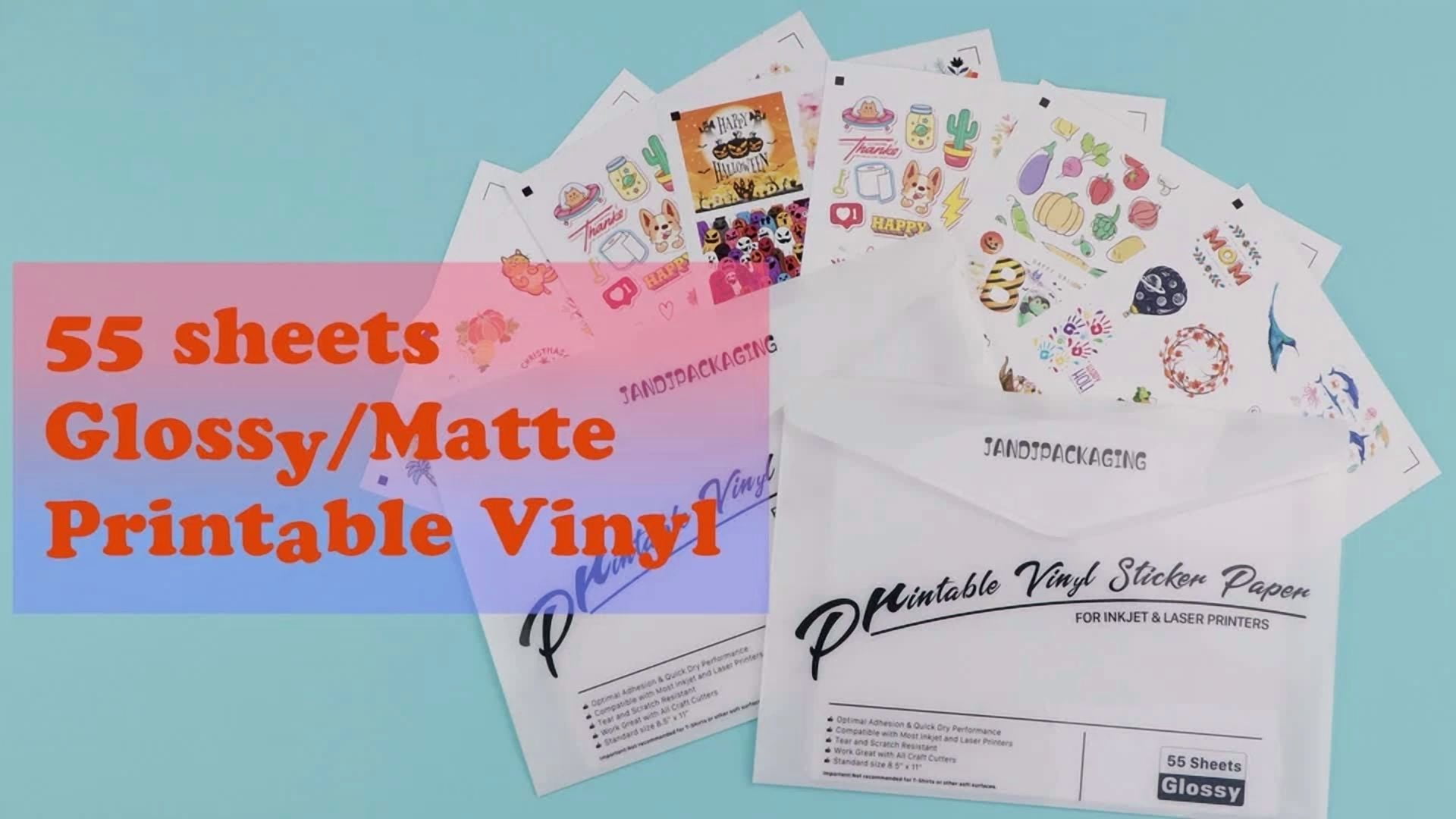 BUTTERFLY- 20X Printable Vinyl Sticker Paper Labels（Matte+Glossy）For Inkjet&Laser Printer