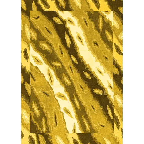 Ahgly Company Machine Washable Indoor Rectangle Animal Yellow Modern Area Rugs, 8' x 10'