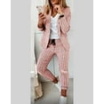 thumbnail image 2 of ZOELNIC Women's Plaid Business Suit Set - 2 Piece Office Outfit with Slim Fit Blazer & Pants, Open Front Professional Work Suit, Comfort Workwear, M, 2 of 3