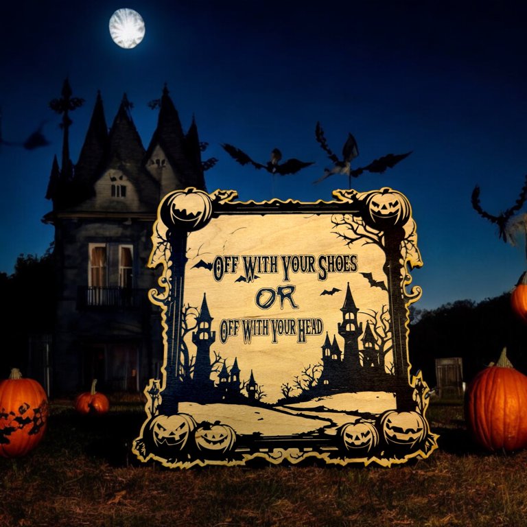 Sign - Black - Off with your shoes Halloween Sign Sign - Black - Off with your shoes Halloween Sign