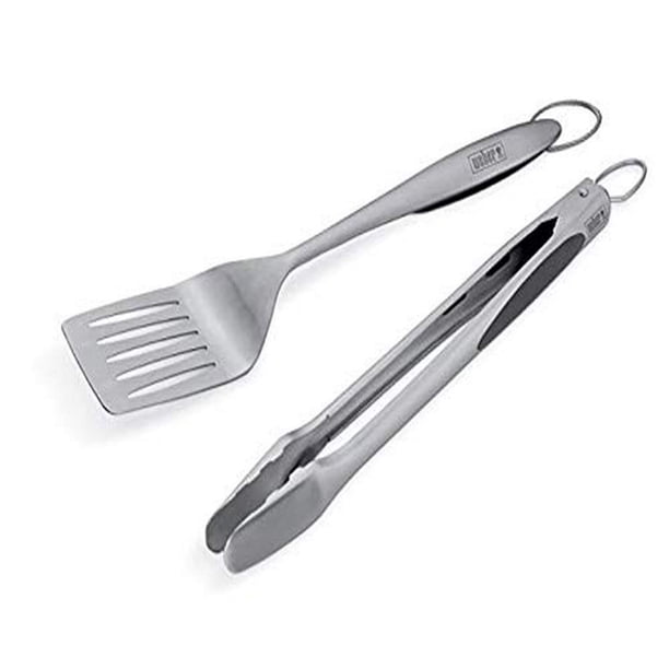 Juego de herramientas Weber Deluxe de acero inoxidable con espátula y pinzas