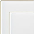 thumbnail image 2 of Combo Set 7.75" Dessert Plates and 10.75" inch Square White Plastic Plates with Gold Rim, Disposable China Like Party Plate, Heavy Duty Dinner Charger Plate, Salad, Wedding, Tableware (70), 2 of 6