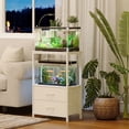 thumbnail image 6 of 10 Gallon Aquarium Stand with 2 Drawers, 2-Tier Fish Tank Stand with Storage Shelf, Heavy Duty Metal Frame Reptile Turtle Tank Stand, 20.5" L x 11.8" W x 31.5" H, White, 6 of 7