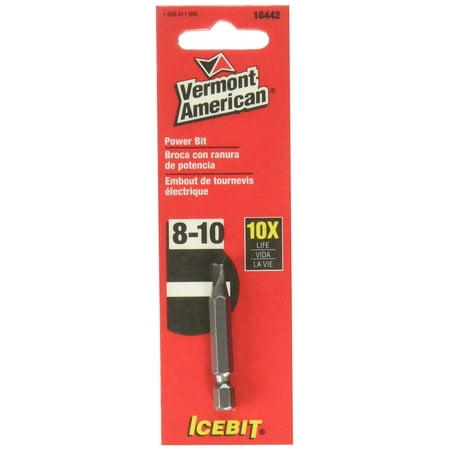 - 16442 Type Slotted Size 8 through 10 with 1-15/16-Inch Length Icebit Power Bit, Icebit insert bits are constructed of hardened steel for longer bit life By Vermont American