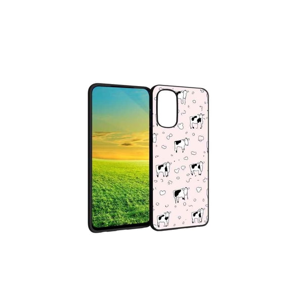 Compatible with Motorola Moto G Stylus 4G 2022 Phone Case, Cow-Print-Abstract-Art-Black-White-Pink-Cute48 Case Men Women, Flexible Silicone Shockproof Case for Motorola Moto G Stylus 4G 2022