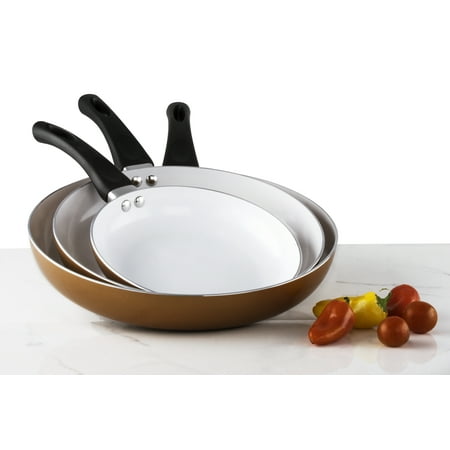 3 Pack Healthy Ceramic Frying Pan Set - Nonstick Ceramic Copper Pan With Bakelite