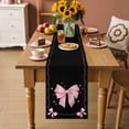 thumbnail image 2 of Valentine's Day Table Runner 90 Inches, Pink Bowknot Ribbon on Black Mother's Day Bed Runner Dresser Scarves Tabletop for Indoor Outdoor Parties/Ceremony/Banquet, 13" x 90", 2 of 8