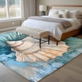 thumbnail image 4 of Shell Palm Leaf Large Area Rugs 6x9 ft Ocean Conch Blue Retro Background Washable Rug Non Slip Indoor Carpet Absorbent Floor Mat for Living Room Bedroom Dining Room, 4 of 9