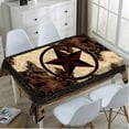 thumbnail image 4 of Vintage Style Stars Tablecloth 60x84 Inch Rectangular Red Brown Wood Panel Champaign River Rustic Western Star Oblong Table Cloth Kitchen Table Decorations for Home Dinner Party, 4 of 6