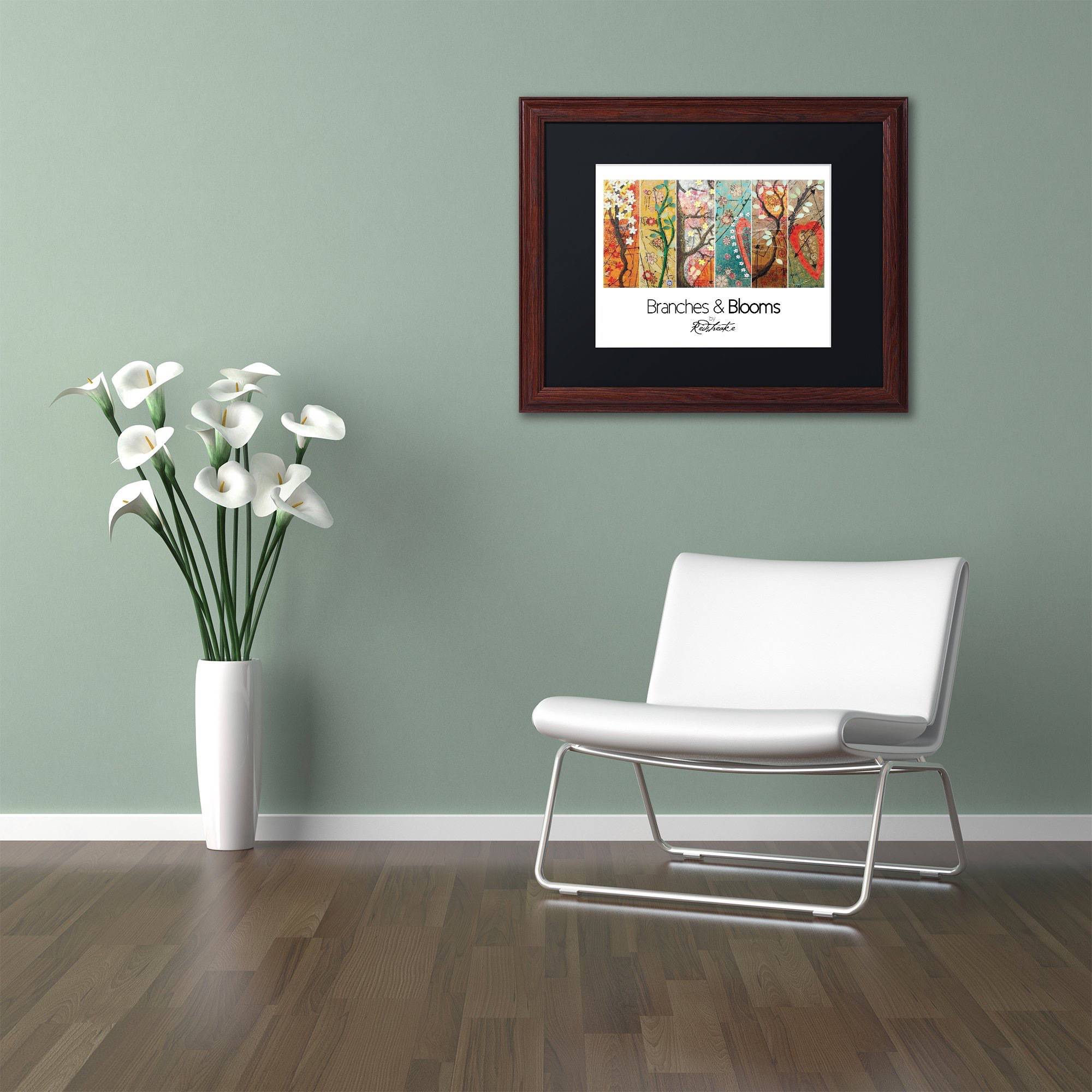 Trademark Fine Art "Branches and Blooms" Canvas Art by Jennifer Redstreake Black Matte, Wood Frame
