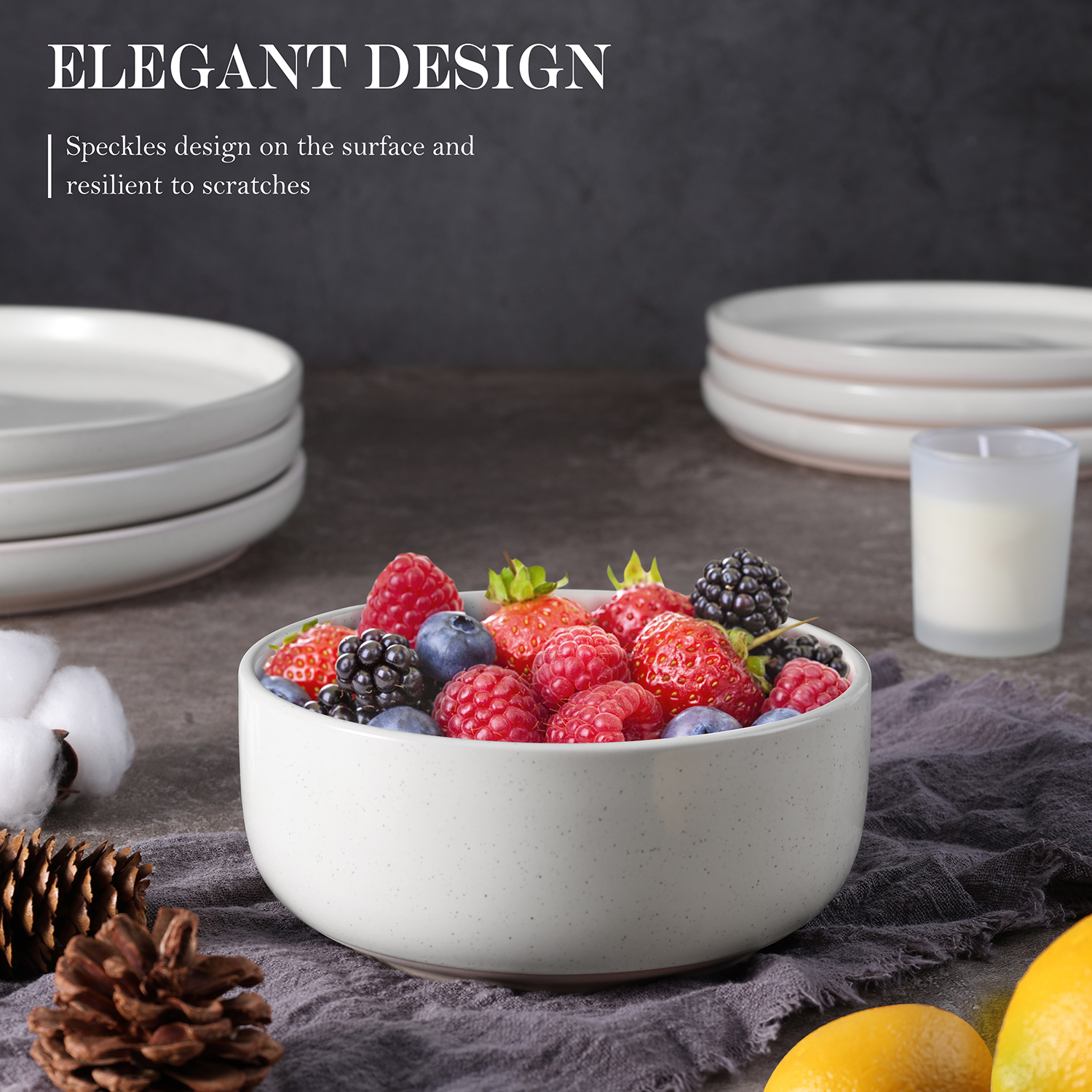 Vesteel 12-Piece Speckled Stoneware Dinnerware Set for 4 photo 6