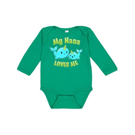 

Inktastic My Nana loves me- cute narwhal Gift Baby Boy or Baby Girl Long Sleeve Bodysuit