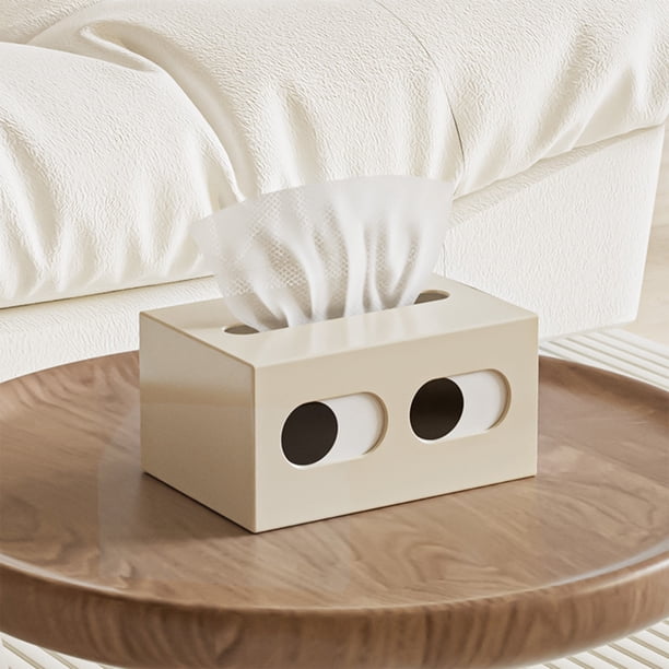 Cubierta rectangular de caja de pañuelos | Organizador tipo cajón | Diseño creativo de dibujos animados | Construcción de plástico duradero | Superficie brillante y fácil de limpiar | Para el coche