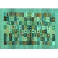 thumbnail image 1 of Ahgly Company Machine Washable Indoor Rectangle Abstract Turquoise Blue Contemporary Area Rugs, 2' x 5', 1 of 4