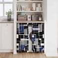 thumbnail image 6 of Navy Blue Black Geometric Kitchen Curtains 54 Inch Length, Modern Color Block Abstract Tiers Curtains for Bathroom Bedroom Cafe, Light Filtering Small Window Treatment Short Drapes 2 Panels 42"Wx54"L, 6 of 8