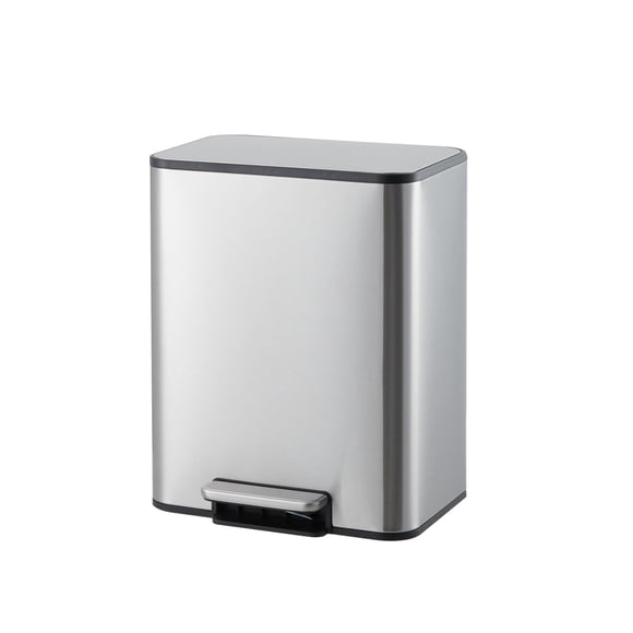 Garvee bote de basura slim de 13 L de acero inoxidable con pedal, tapa de cierre suave, cubeta interior removible y acabado antihuellas para baño u oficina