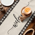 thumbnail image 3 of Welcome Table Runner 90 Inches, Spring Summer Green Leaves Rings Vintage Checkered Bed Runner Dresser Scarves Tabletop for Indoor Outdoor Parties/Ceremony/Banquet, 13" x 90", 3 of 9