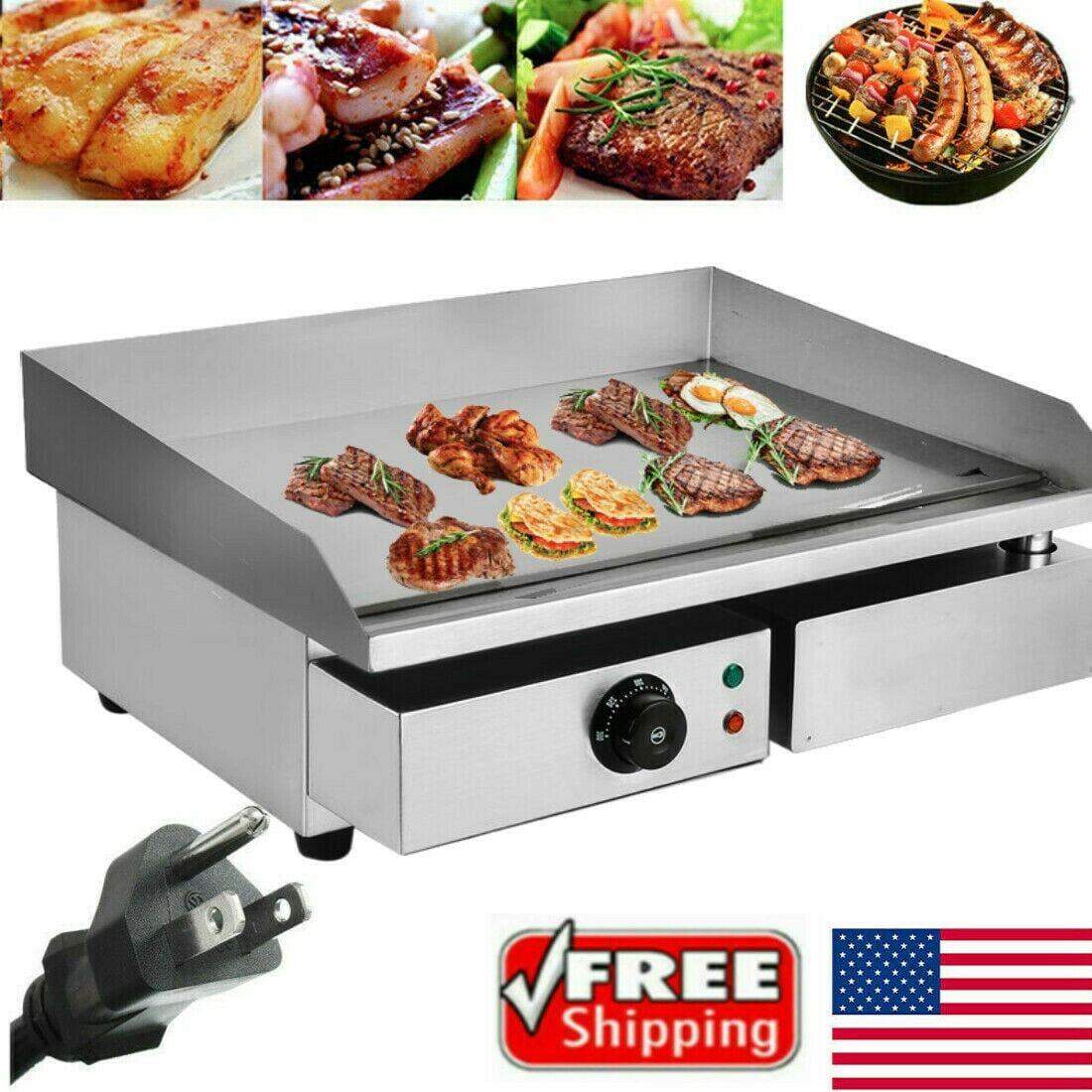 Electric Countertop Griddle 22 Electric Countertop Flat Top Griddle 3000W Non-Stick Commercial Restaurant Teppanyaki Grill Stainless Steel Adjustable Temperature Control 122°F-572°F USA