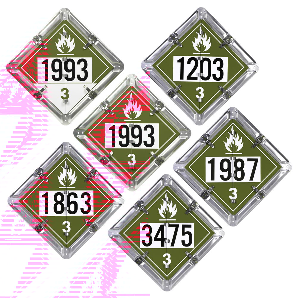 Aluminum Flip File Hazmat Placard, 3-Legend Numbered Set - 13.75