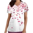 thumbnail image 2 of Vmvidoty Women V-Neck Short Sleeve Pocket Nursing Uniform Top Casu Al Day Heart Print Valentines Shirts White L, 2 of 5