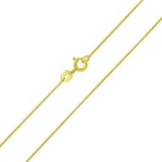 Basic Thin 019 Gauge Box Chain Necklace for Women 14K Gold Plated 925 Sterling Silver 18 Inches Made In Italy