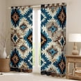 thumbnail image 2 of jejeloiu Vintage Aztec Geometric Blackout Curtains Set of 2 (52x84 Each),Boho Blue Geometrry Window Curtains,Oil Painting Artwork Curtains and Drapes,Super Cozy Room Decor, 2 of 6