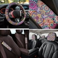 thumbnail image 4 of Uorisanigo Mandala Floral Automobile Seat Cover Sets 14 Pack with Car Steering Wheel Cover Arm Rest Cover Car Head Rest Protector Seat Belt Pads Universal for Auto Truck Van SUV, 4 of 6
