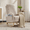 Beige., variant on CARZZI LIFE Modern Nursery Rocking Chair, Teddy Upholstered Rocking Chair with Footrest, Comfortable Rocker Recliner with Side Pocket, Rocker Glider for Living Room, Bedroom, Nursing Room (White)