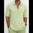 thumbnail image 2 of Camisas Clásicas de para Hombre, de Larga, con Solapa y Botones, Informales, para Playa y Verano. Verde M, 2 of 4