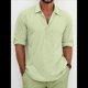 thumbnail image 2 of Camisas Clásicas de para Hombre, de Larga, con Solapa y Botones, Informales, para Playa y Verano. Verde M, 2 of 4