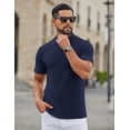 thumbnail image 3 of COOFANDY Mens Mock Turtleneck Sweater Short Sleeve Ribbed Knit Turtleneck Slim Fit Casual Sweater Soft, 3 of 5