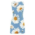 thumbnail image 3 of Lovskoo Women's Mini Dress Summer Floral Tank Dress Crew Neck Sleeveless Slim Basic Bodycon Dresses Sky Blue, 3 of 4