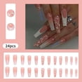 thumbnail image 3 of LAICAIW RUNRAYAY Sequins French Fake Nails with Rhinestones, Press on Nails with Heart Pattern, Extra Long Stick on Nails, Gradient False Nails Art Kit for Women Girls 24Pcs, 3 of 7