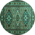 thumbnail image 1 of Ahgly Company Indoor Round Persian Turquoise Blue Traditional Area Rugs, 5' Round, 1 of 4