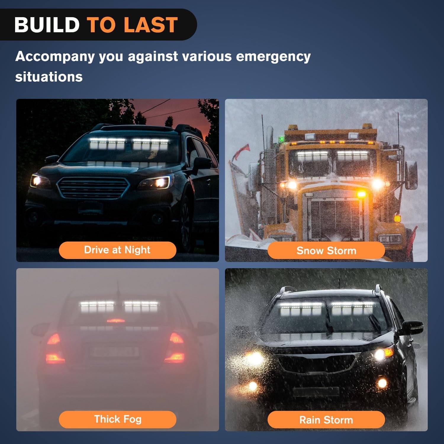 Nilight 32Led White Emergency Dash Strobe Lights with Controller Suction Cups Warning Hazard Interior Front/Rear Windshield Deck Split Light Bar for Trucks