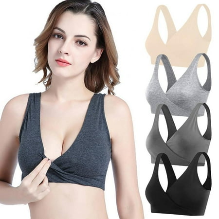 

Women Wirefree Nursing Bra Padded Seamless Maternity Breastfeeding Underwear Pregnant Sleeping Bra Dark Gray