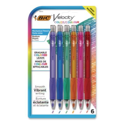 Bic Corporation MV7CP61AST Velocity Colored Lead Mechanical Pencils, 0.7 Mm, Hb (#2), Assorted Lead Colors, Assorted Barrel Colors, 6/pack