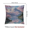 thumbnail image 4 of Ullo0ord Spring Pillow Covers Lake Mountain Cherry Blossom Realistic Watercolors Modern Sky Cloud Pink Decorative Soft Bedroom Dorm Sofa Outdoor Lumbar Pillow 18x18in, 4 of 7