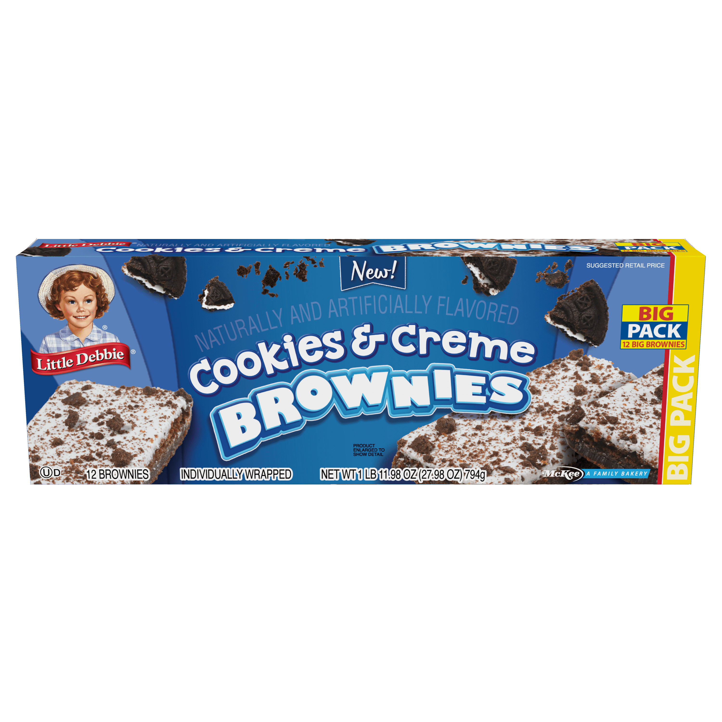 Little Debbie Cookies & Creme Brownies Big Pack, 4 Boxes, 48 Individually Wrapped Brownies