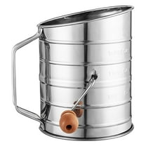 Masteelf Stainless Steel Flour Sifter with Hand Crank Design for Easy Kitchen Use Fine Mesh Sifting Tool 3 Cups Silver