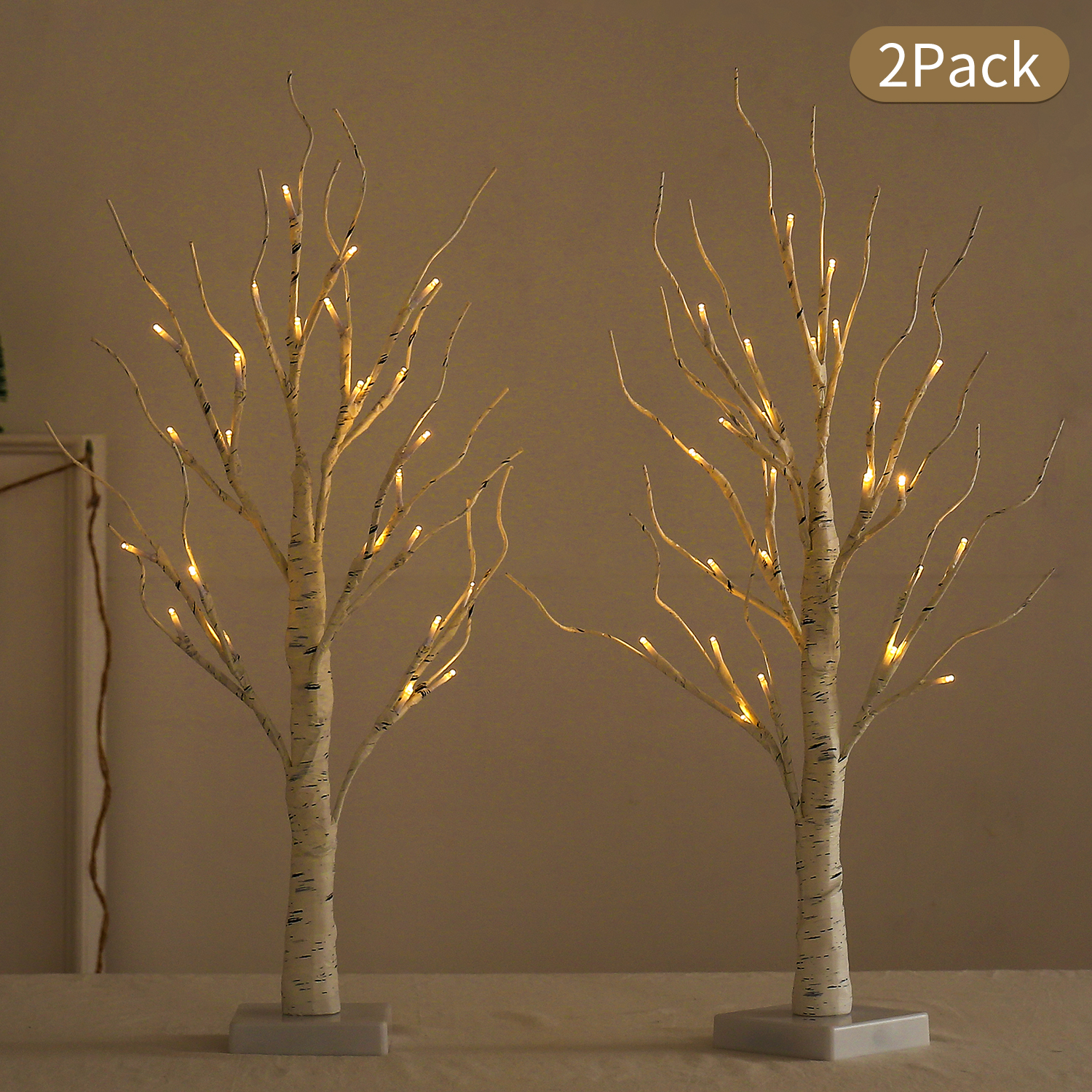 NOWSTO Birch Tree with Lights 2-Pack, 2 Ft photo 2