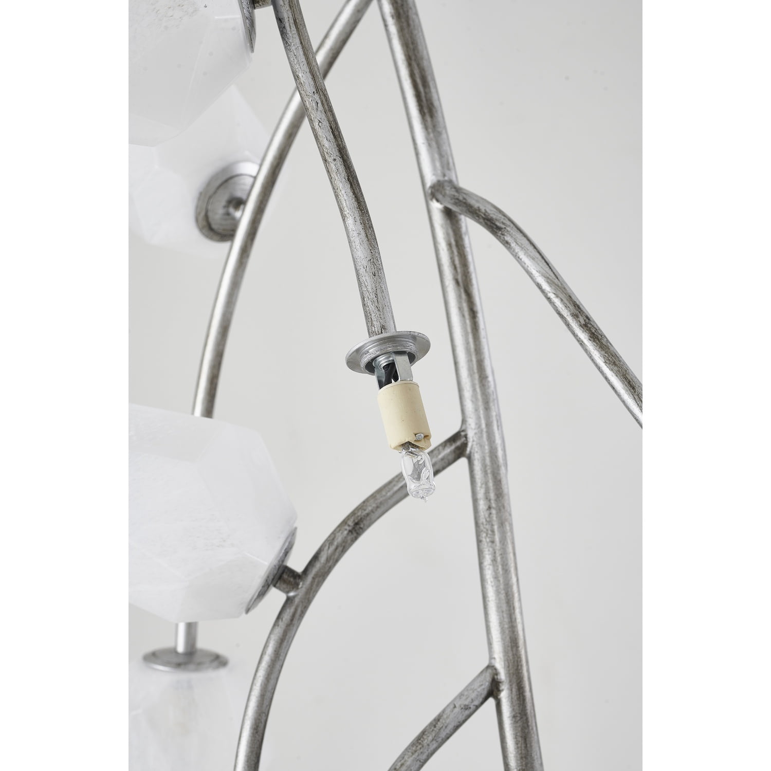 Design Living 22-Light Antique Silver Chandelier With White Glass Shades