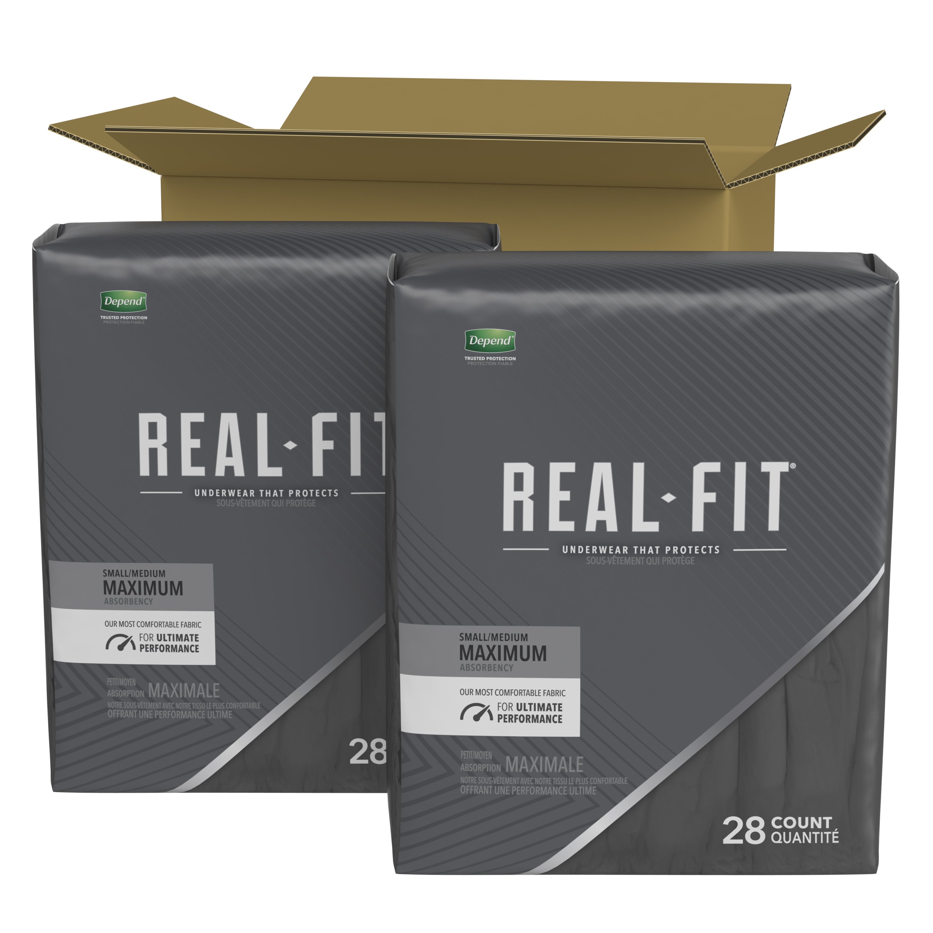 Depend Real Fit Incontinence Underwear for Men, Maximum Absorbency, Small/Medium, Black, 56 Ct (Pack of 2 | Total of 112 ct) - image 2 of 3
